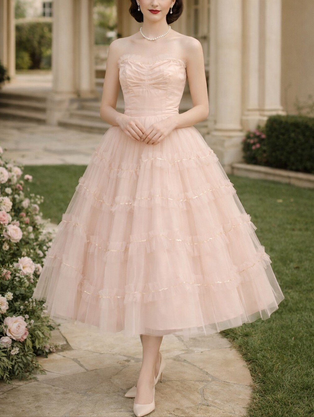Unbranded Vintage 1950s Pink Crinoline Sweetheart Cupcake Prom Dress 2